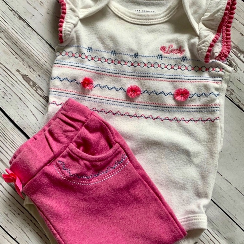 Lucky Brand Onesie & Pant Set 6-9 Months